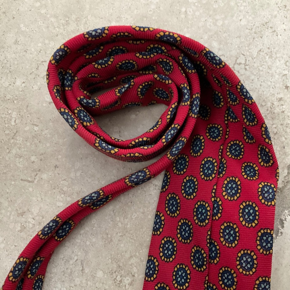 Vtg The Country‎ Squire Princeton NJ Red Geometric Silk Necktie Mens - Picture 6 of 6